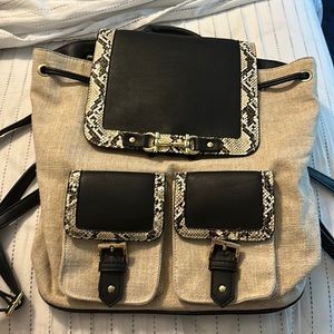 JustFab tan and black with snake skin book bag!